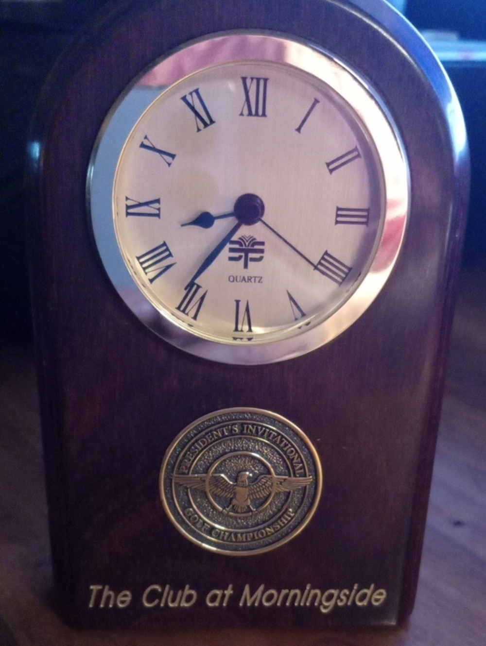 Quartz Mantel Clock in Brown and Gold — The Club at Morningside